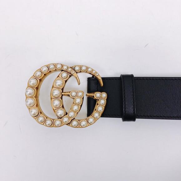 GUCCI GG pearl logo leather belt size 80 - Picture 6 of 9